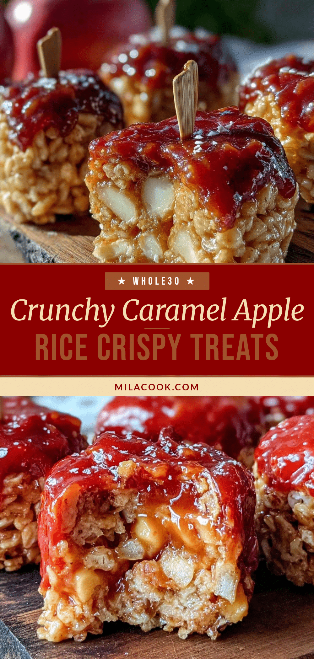 apple-shaped caramel rice crispy treats recipe