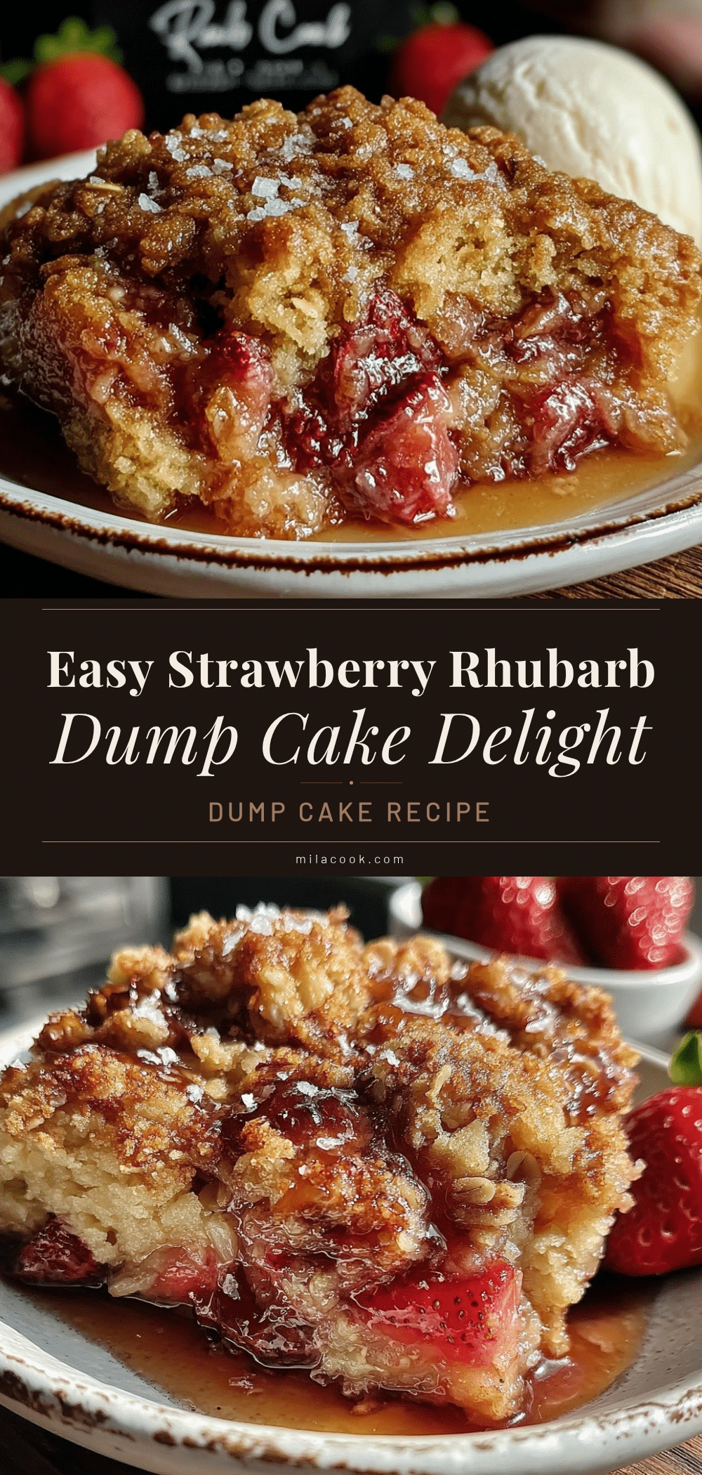 easy strawberry rhubarb dump cake recipe
