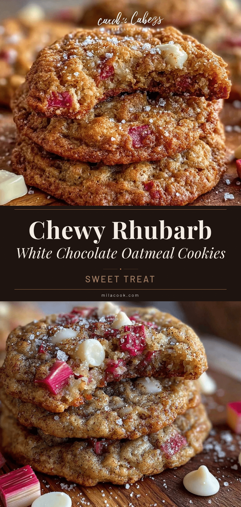 chewy rhubarb white chocolate chip oatmeal cookies recipe