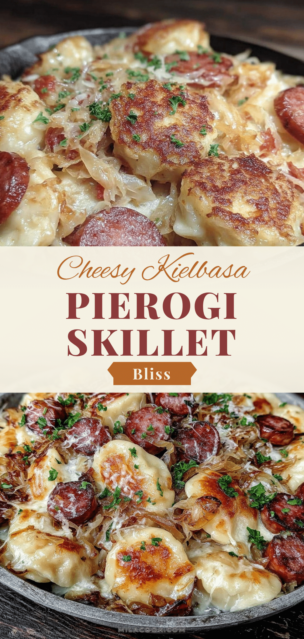 cozy cheesy kielbasa and pierogi skillet recipe