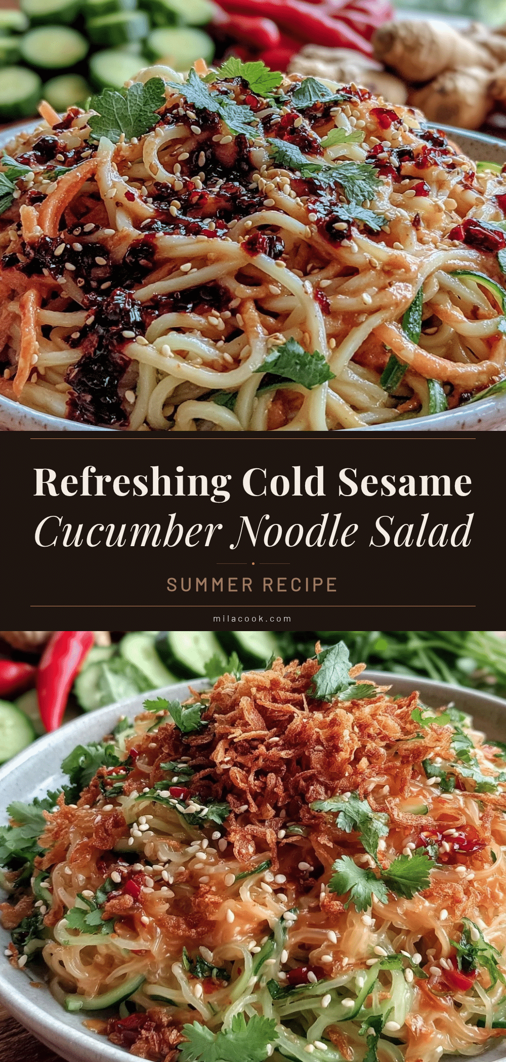 fresh cold sesame cucumber noodle salad recipe