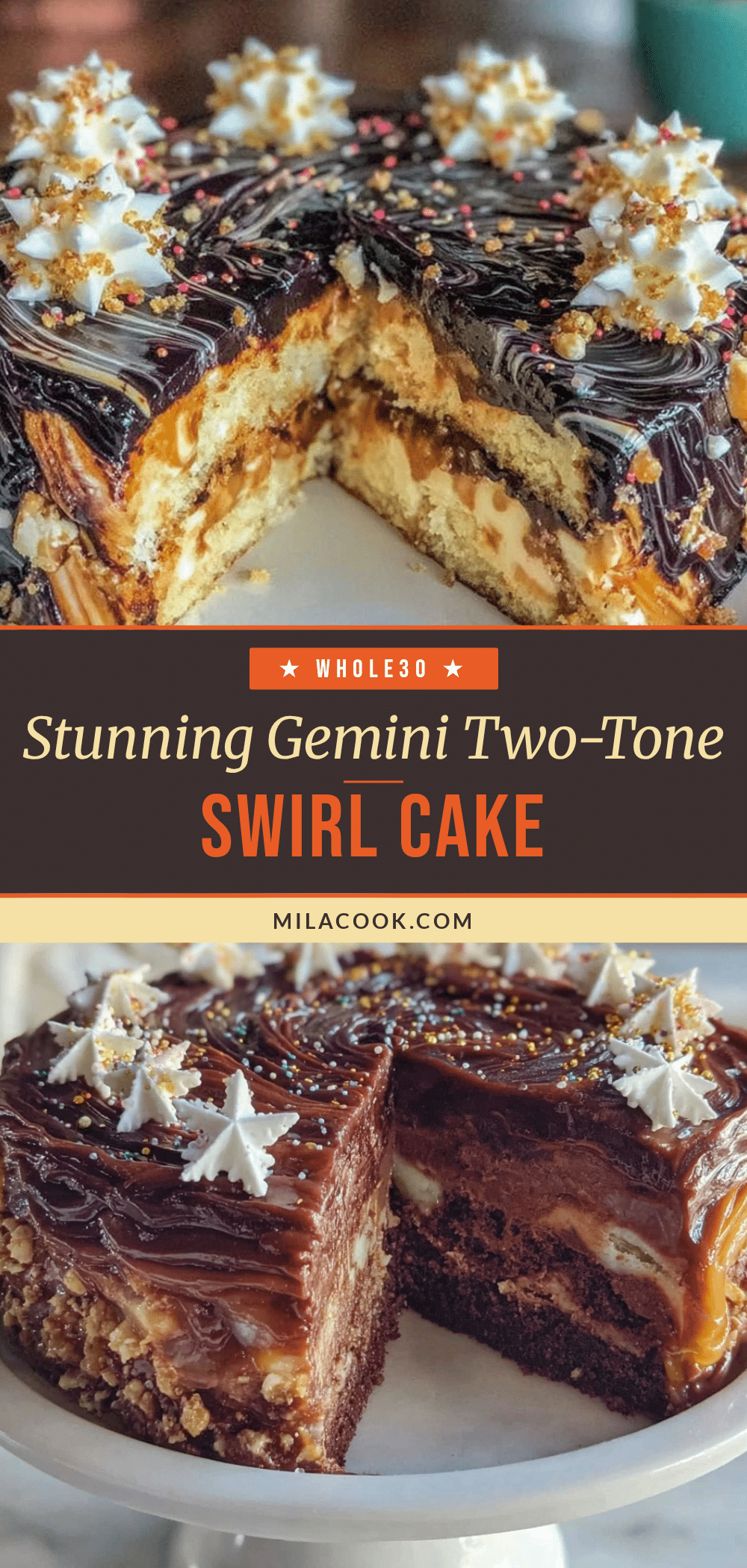 Gemini Zodiac Two-Tone Cake recipe