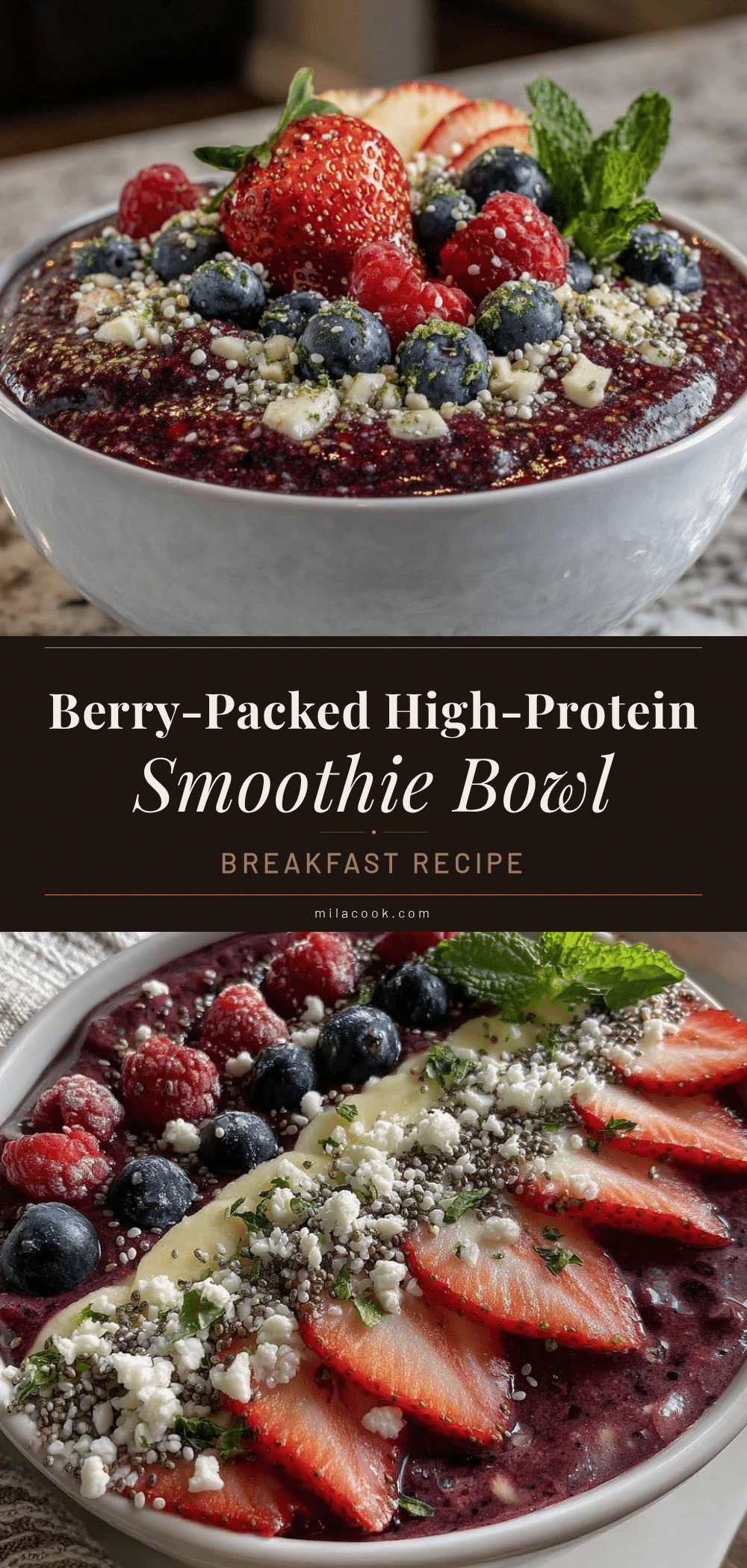 Healthy High-Protein Mixed Berry Smoothie Bowl recipe