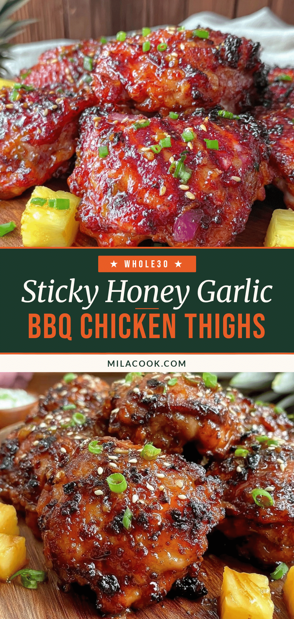 honey garlic grilled BBQ chicken thighs recipe