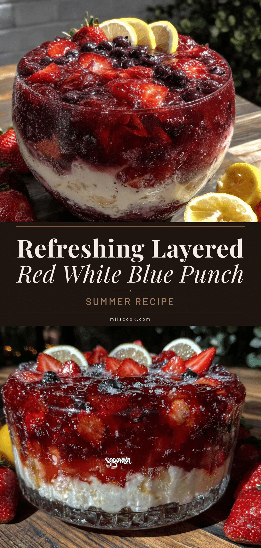 layered red white and blue lemonade punch bowl recipe