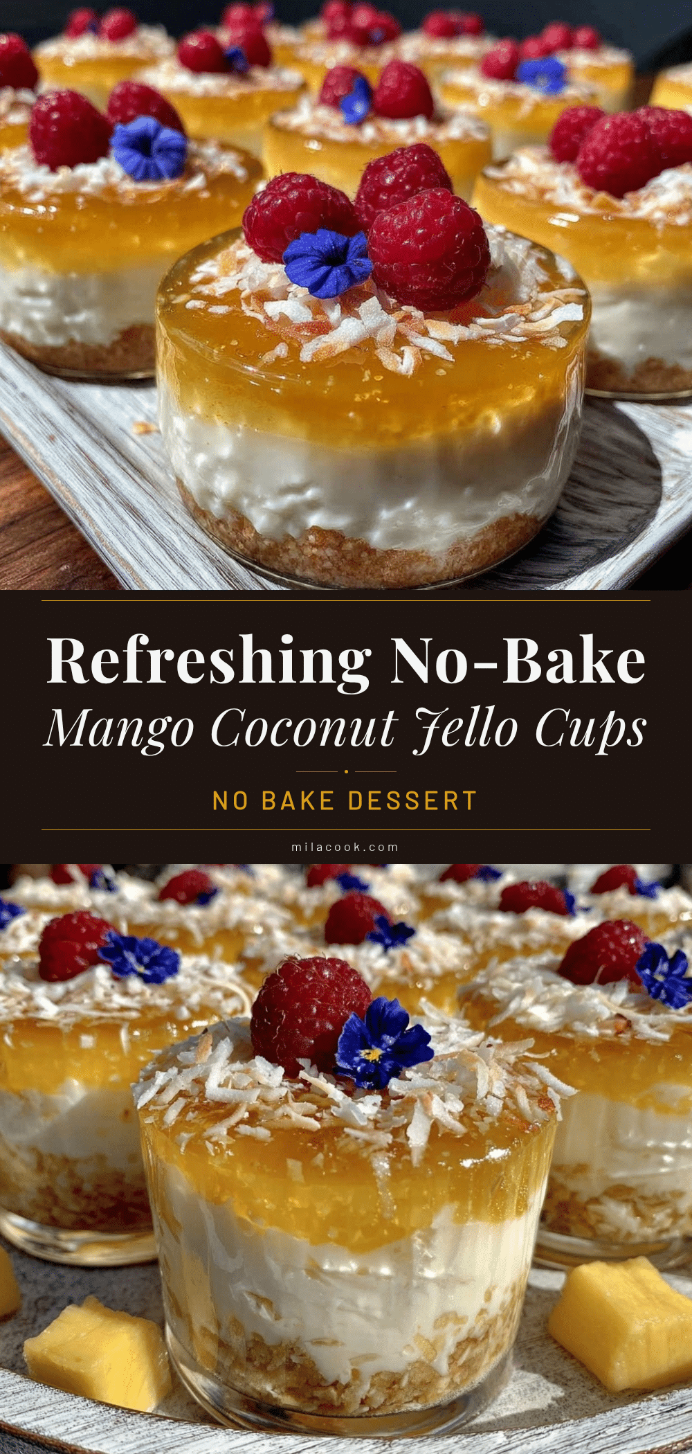 no-bake mango coconut jello pudding cups recipe