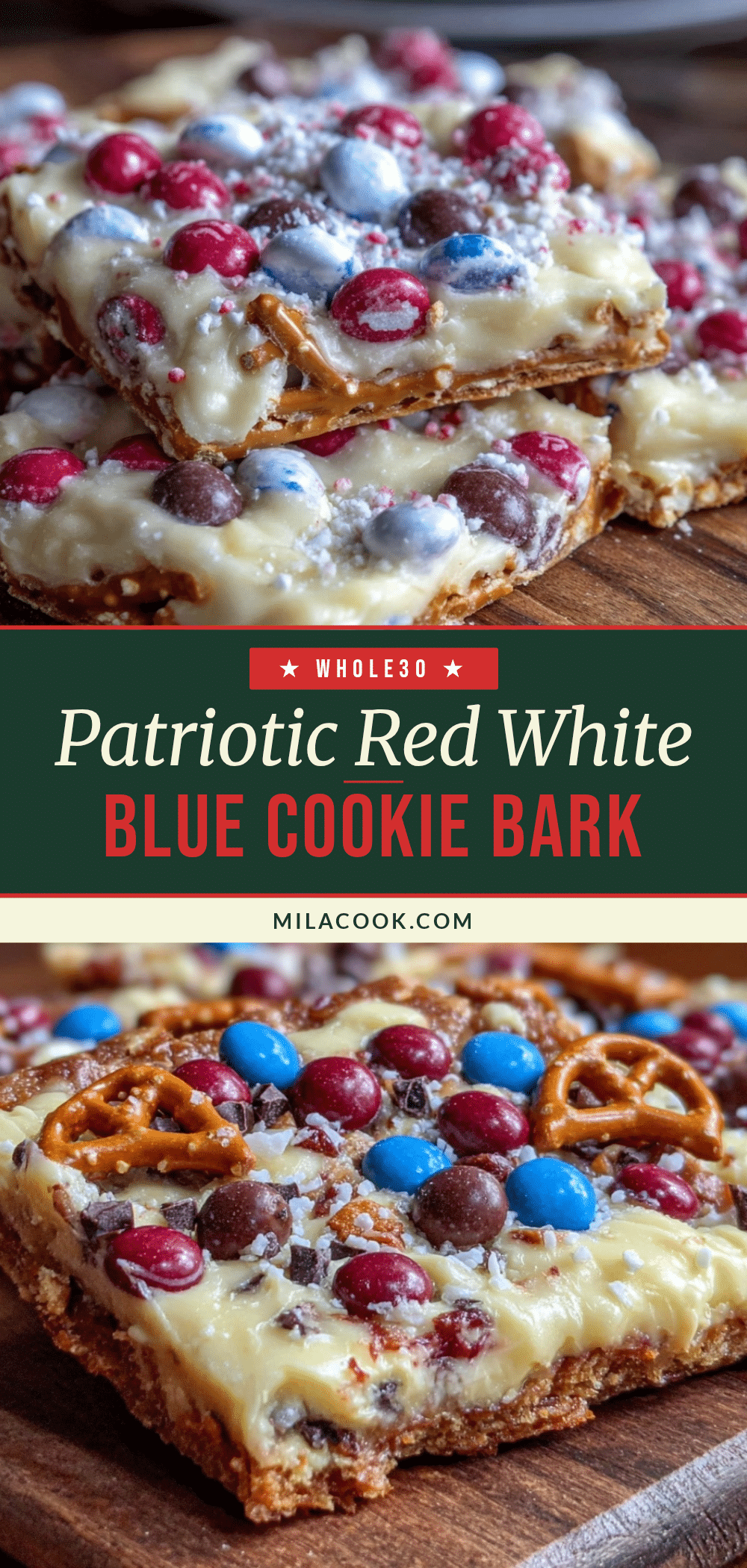 patriotic red white and blue cookie bark recipe