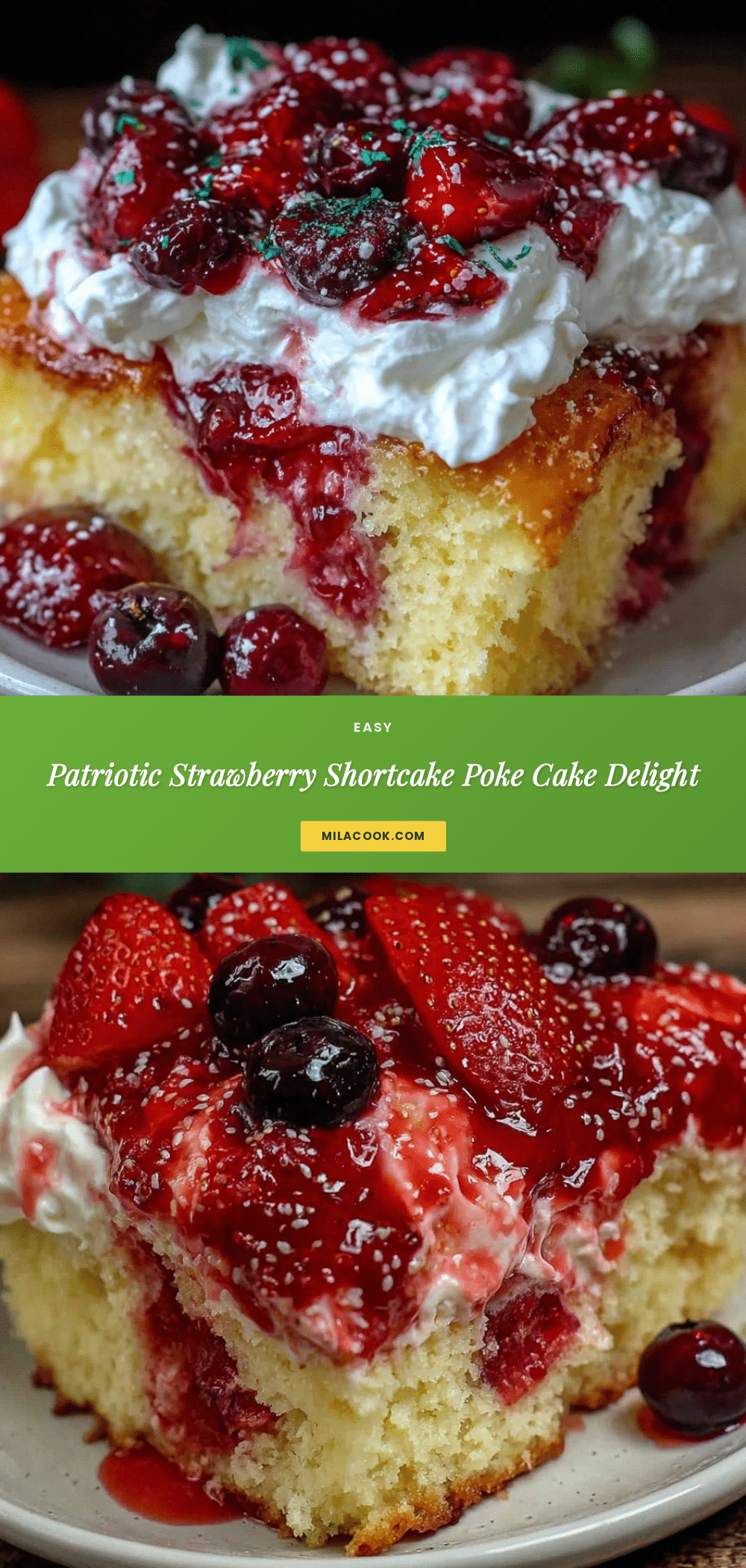 patriotic strawberry shortcake poke cake recipe