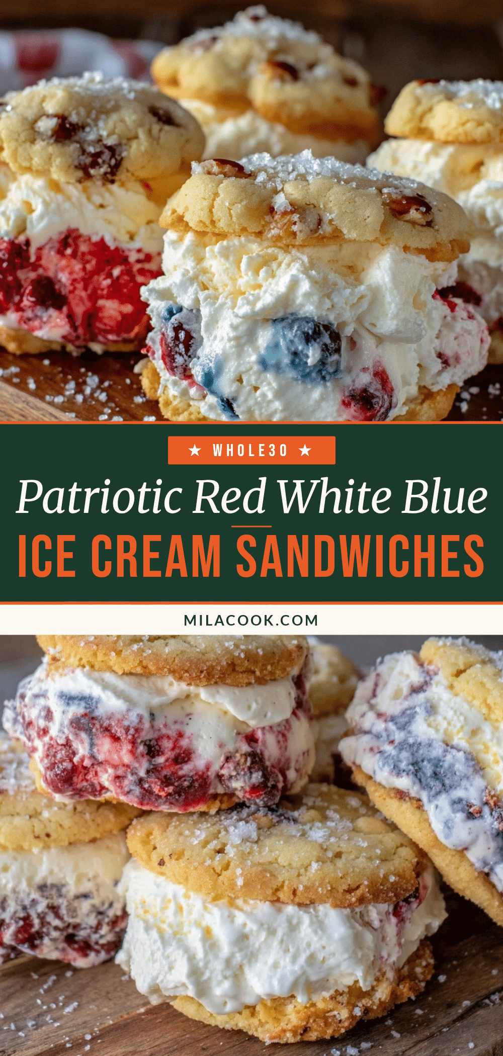red white and blue ice cream sandwiches recipe