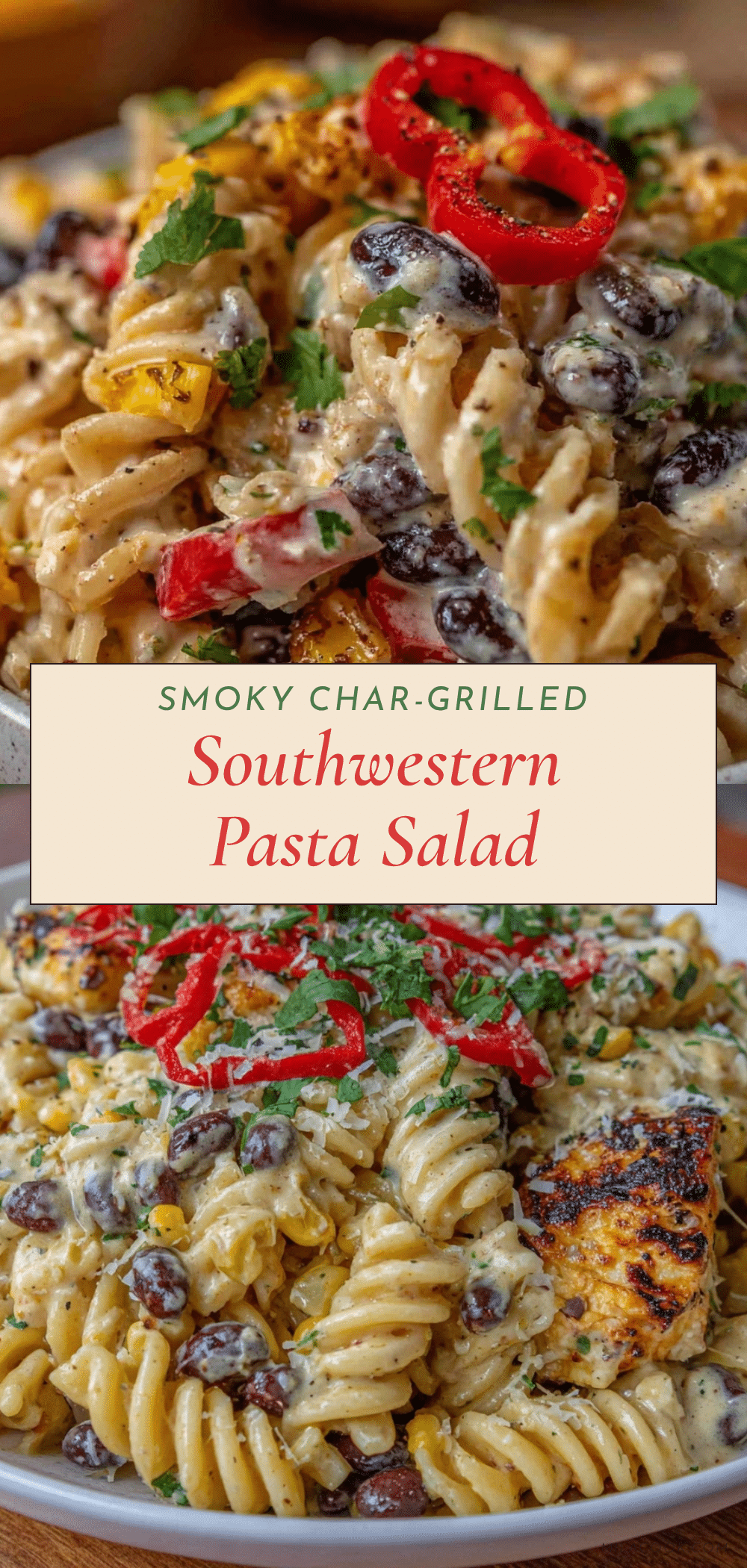 smoky char-grilled southwestern black bean and corn pasta salad recipe