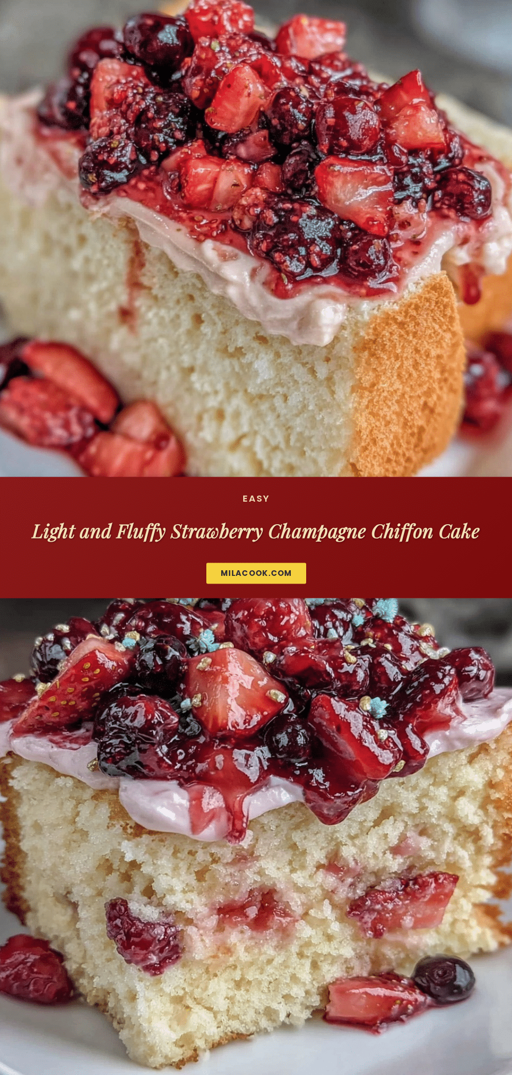 Strawberry Champagne Chiffon Cake recipe