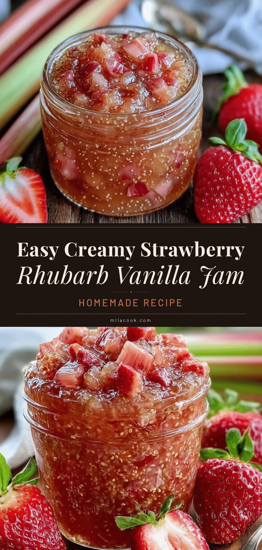 strawberry rhubarb vanilla bean refrigerator jam recipe
