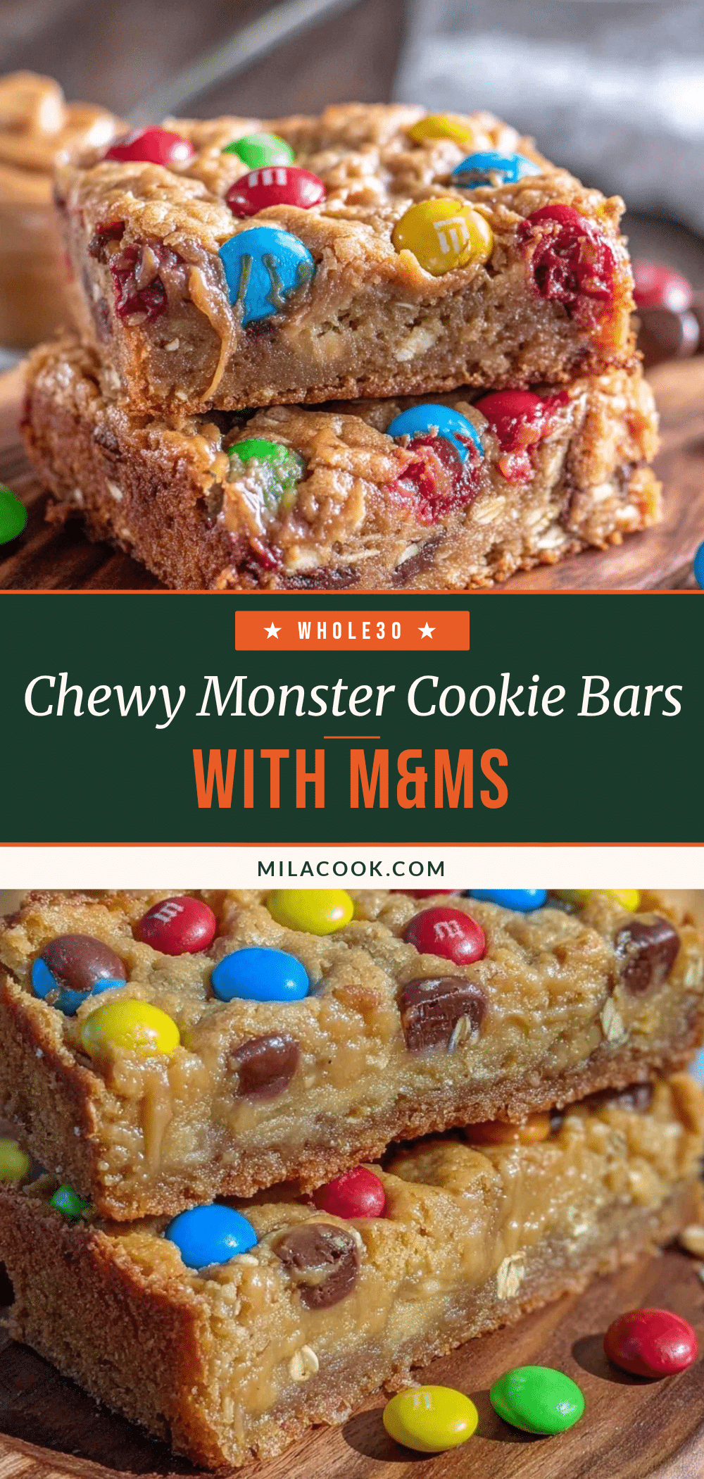 chewy monster cookie bars recipe