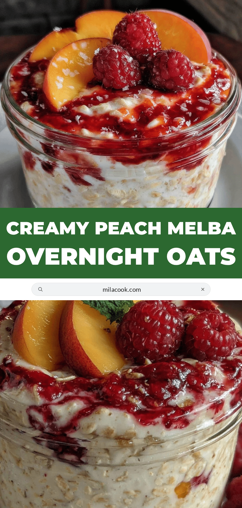 creamy peach melba overnight oats recipe