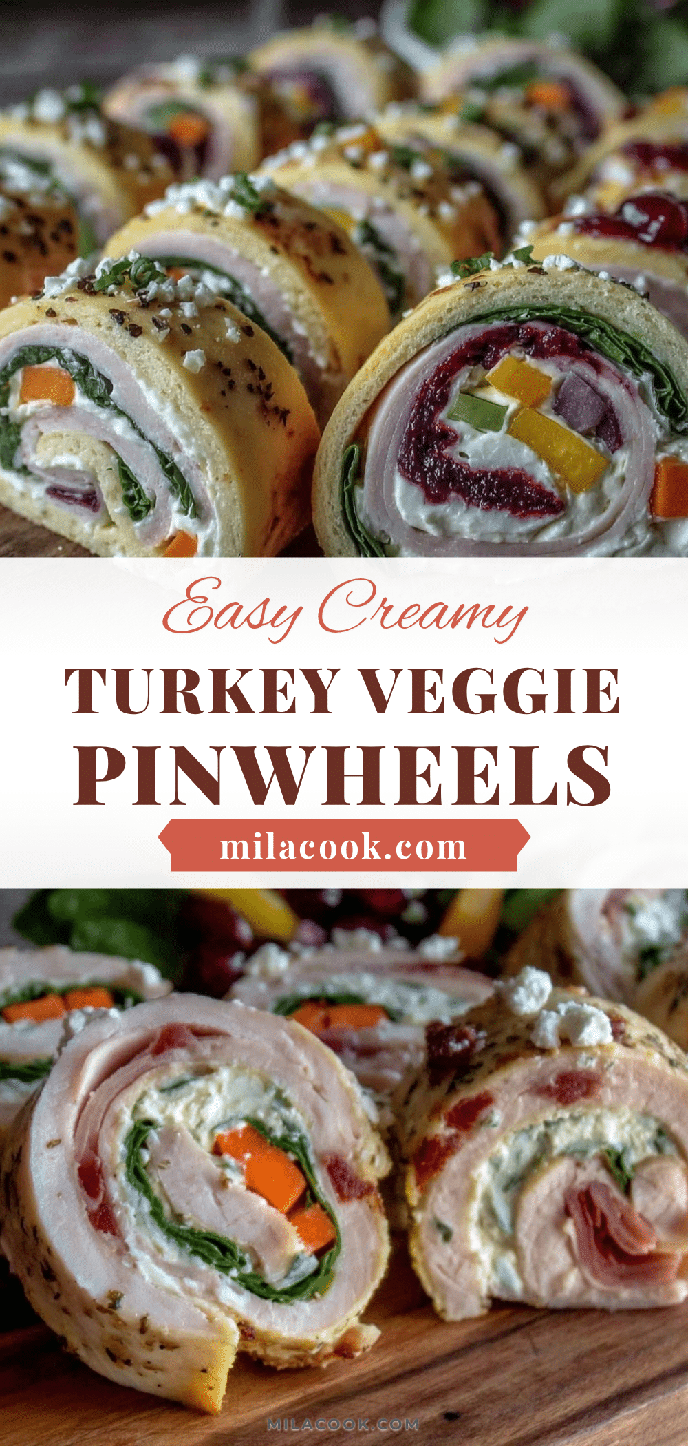 creamy turkey and veggie pinwheels recipe