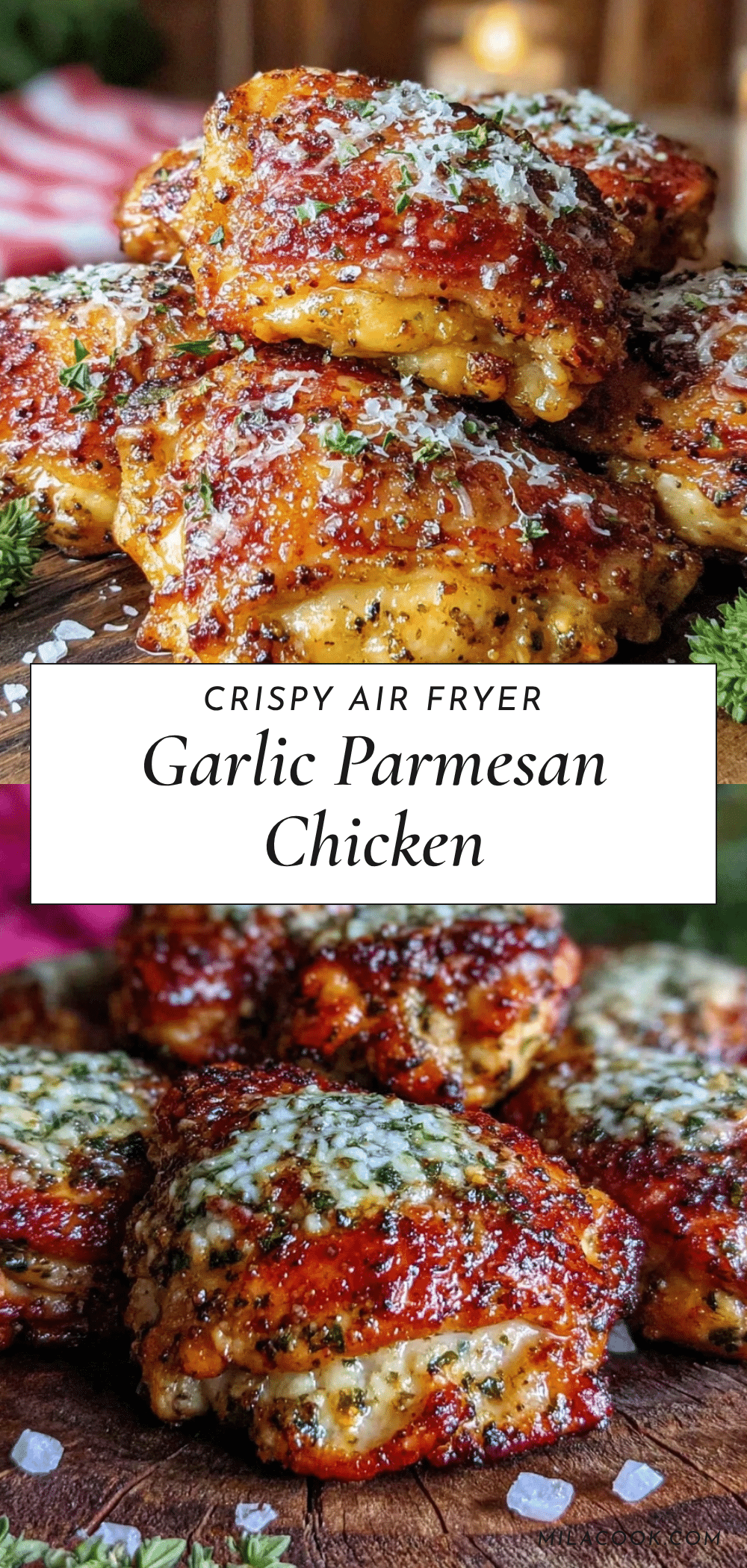 crispy garlic parmesan chicken thighs air fryer recipe recipe
