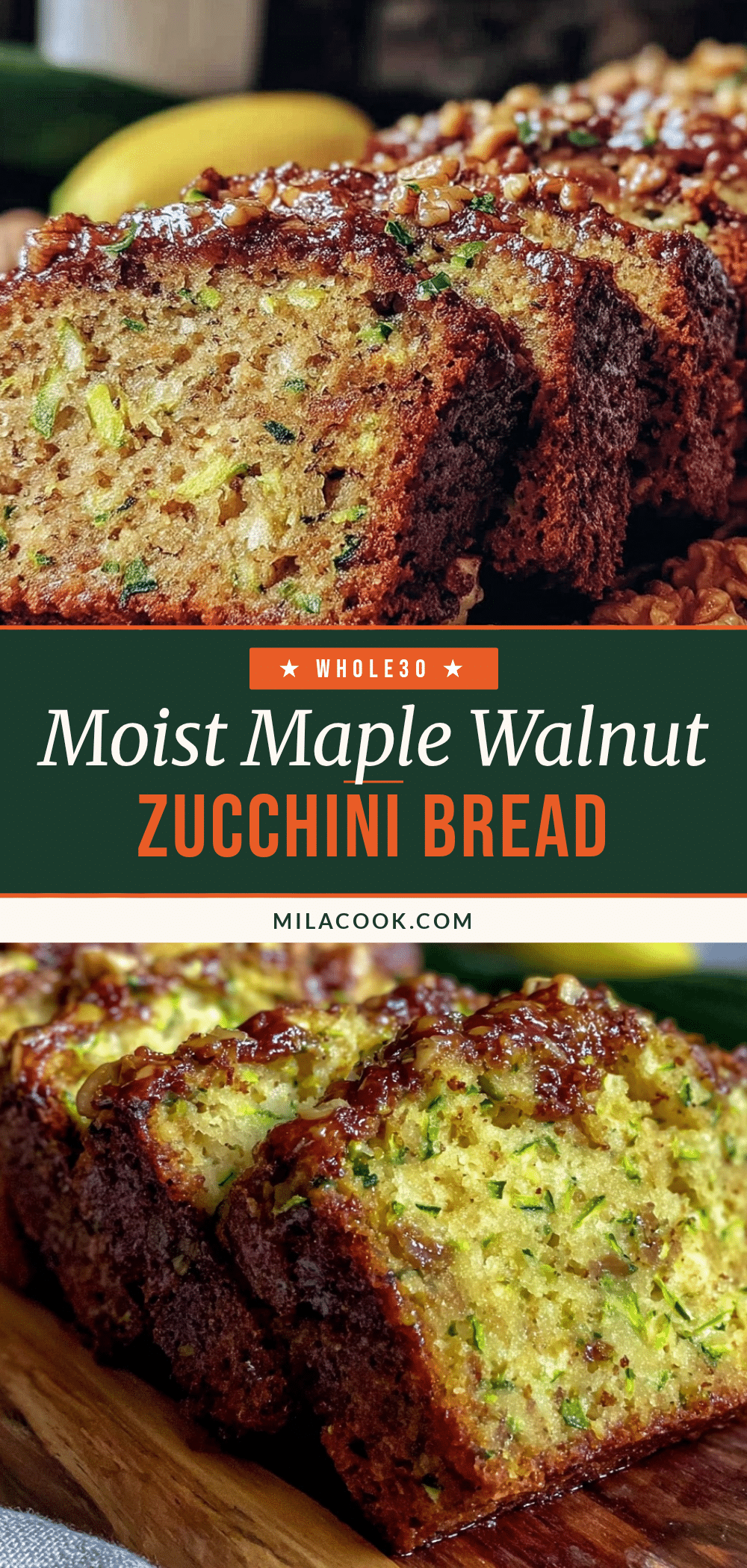 moist homemade maple walnut zucchini bread recipe