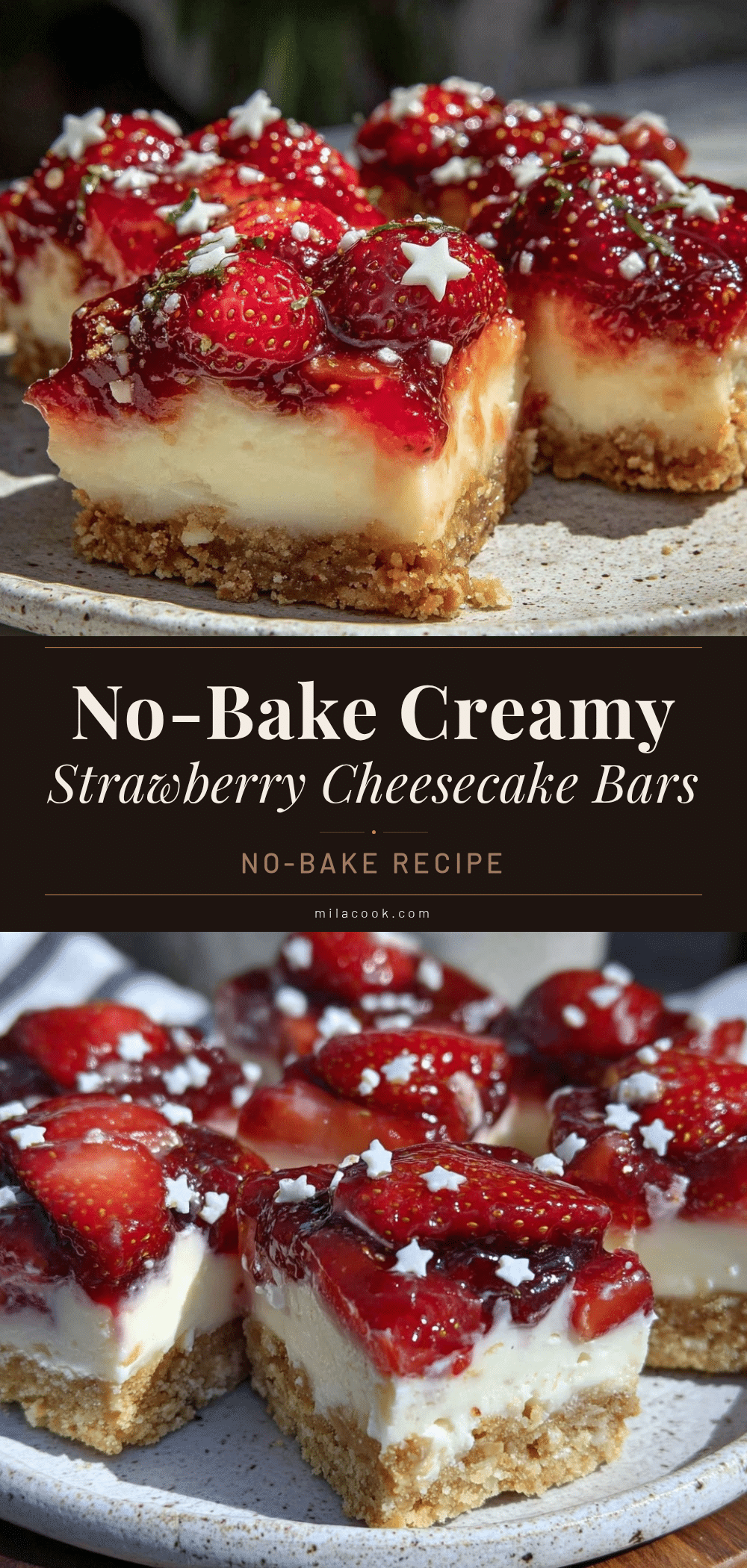 no bake strawberry cheesecake bars recipe
