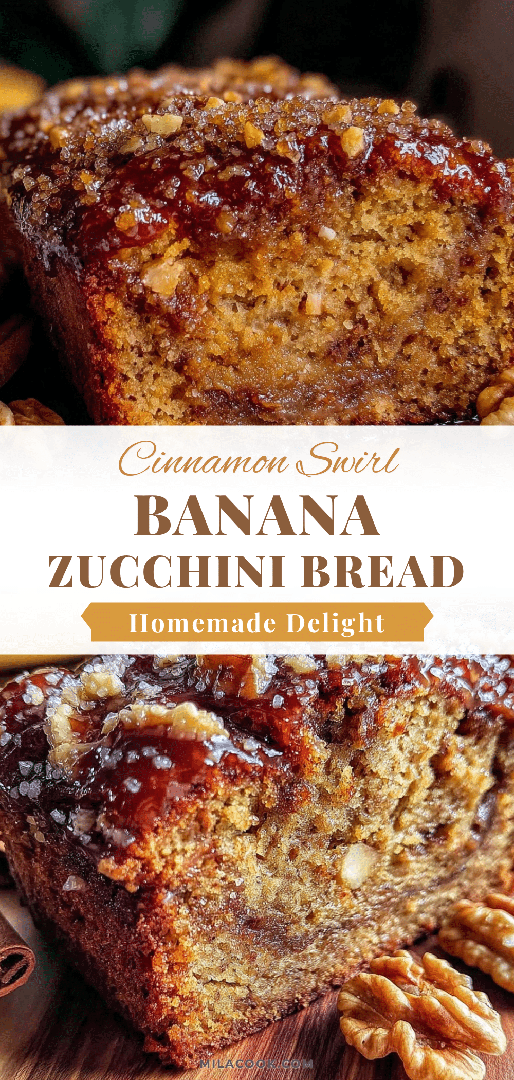 cinnamon walnut swirl banana zucchini bread recipe