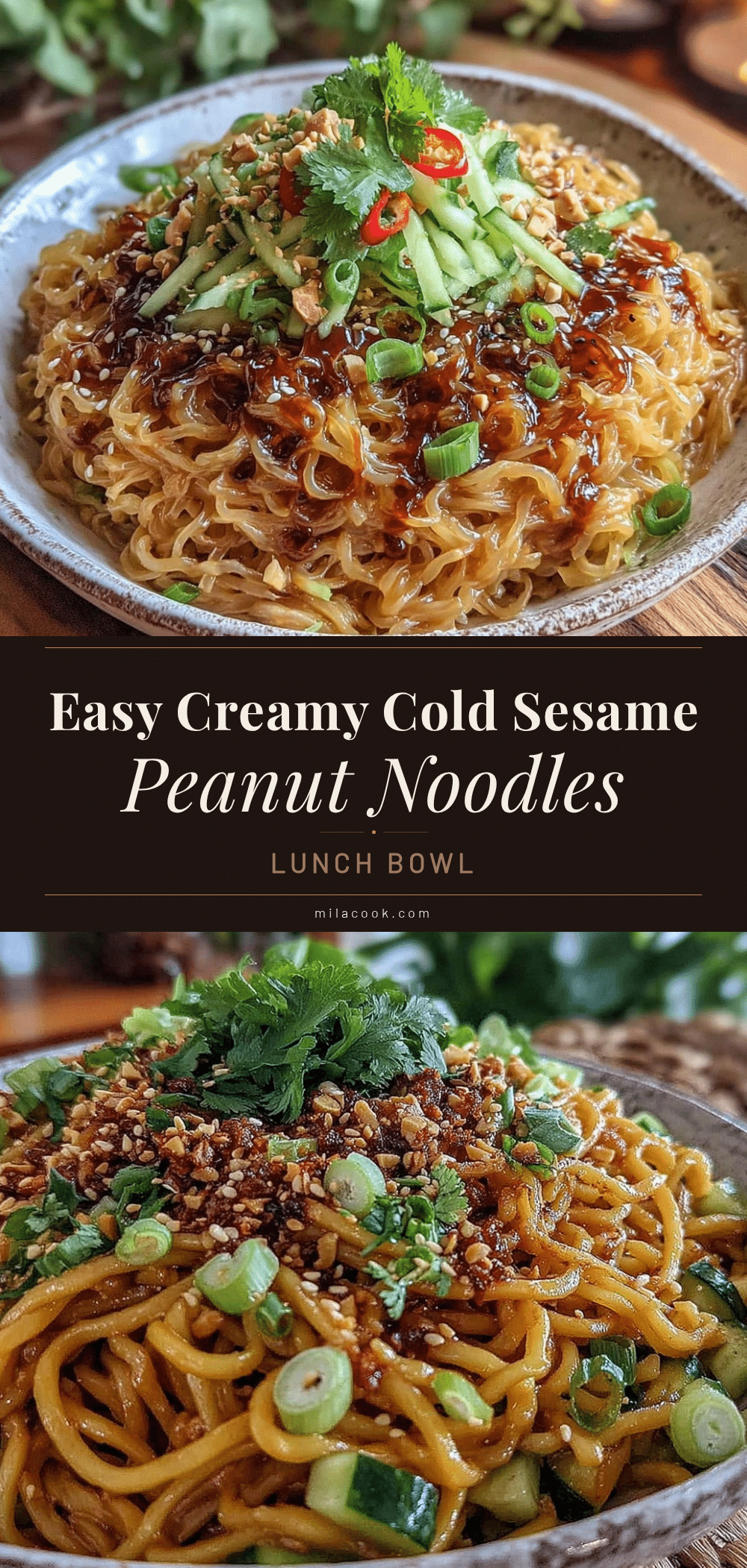 cold sesame peanut noodle lunch bowl recipe