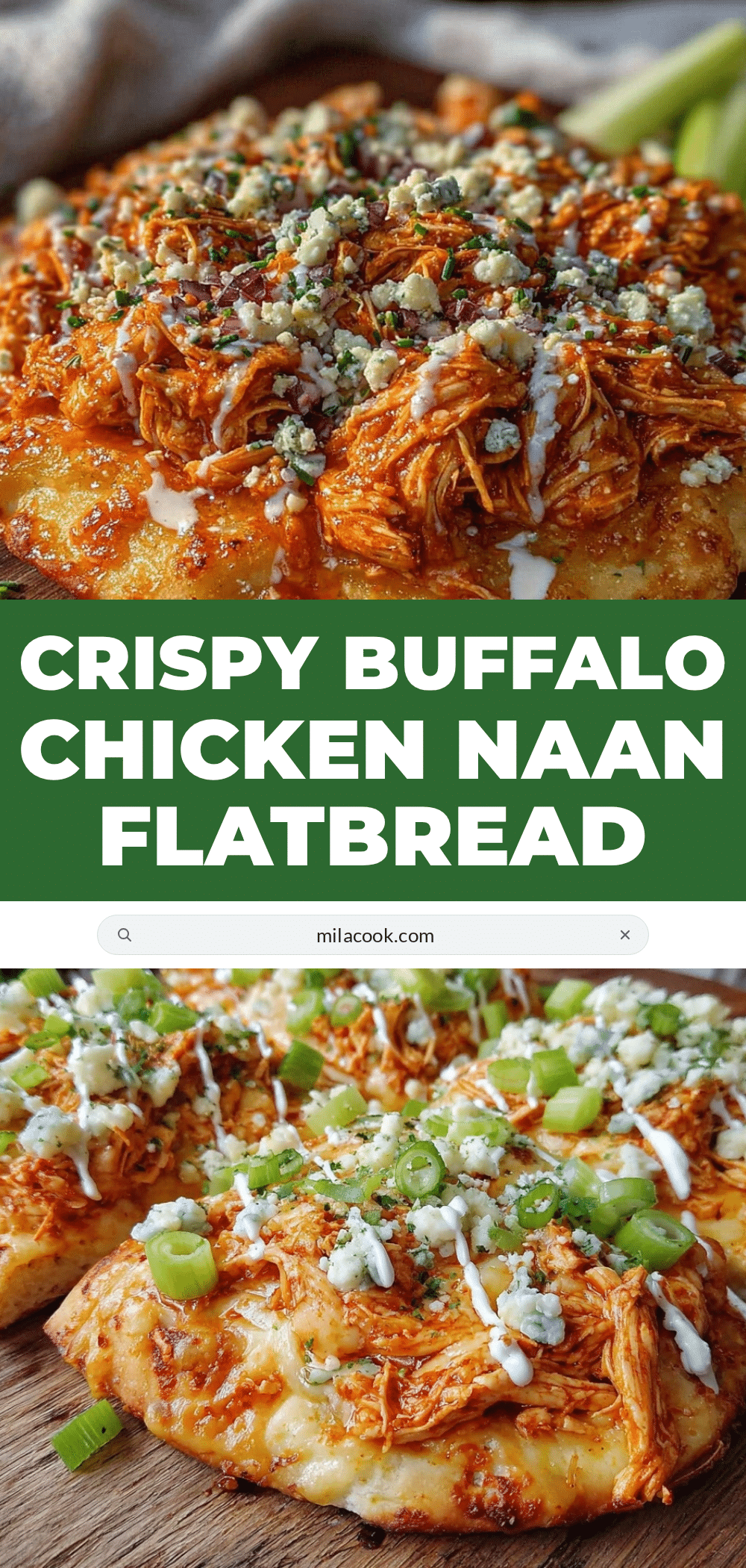 crispy buffalo chicken naan flatbread recipe