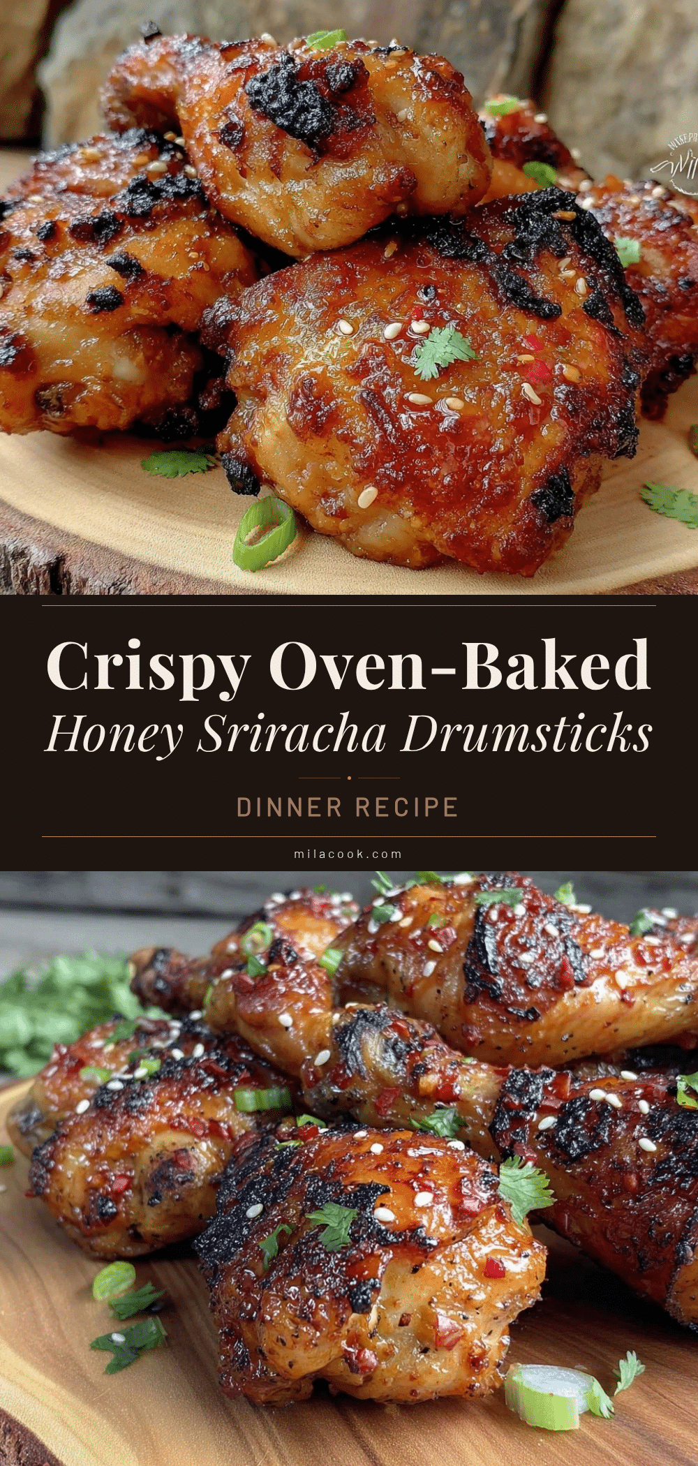 crispy oven-baked honey sriracha chicken drumsticks recipe
