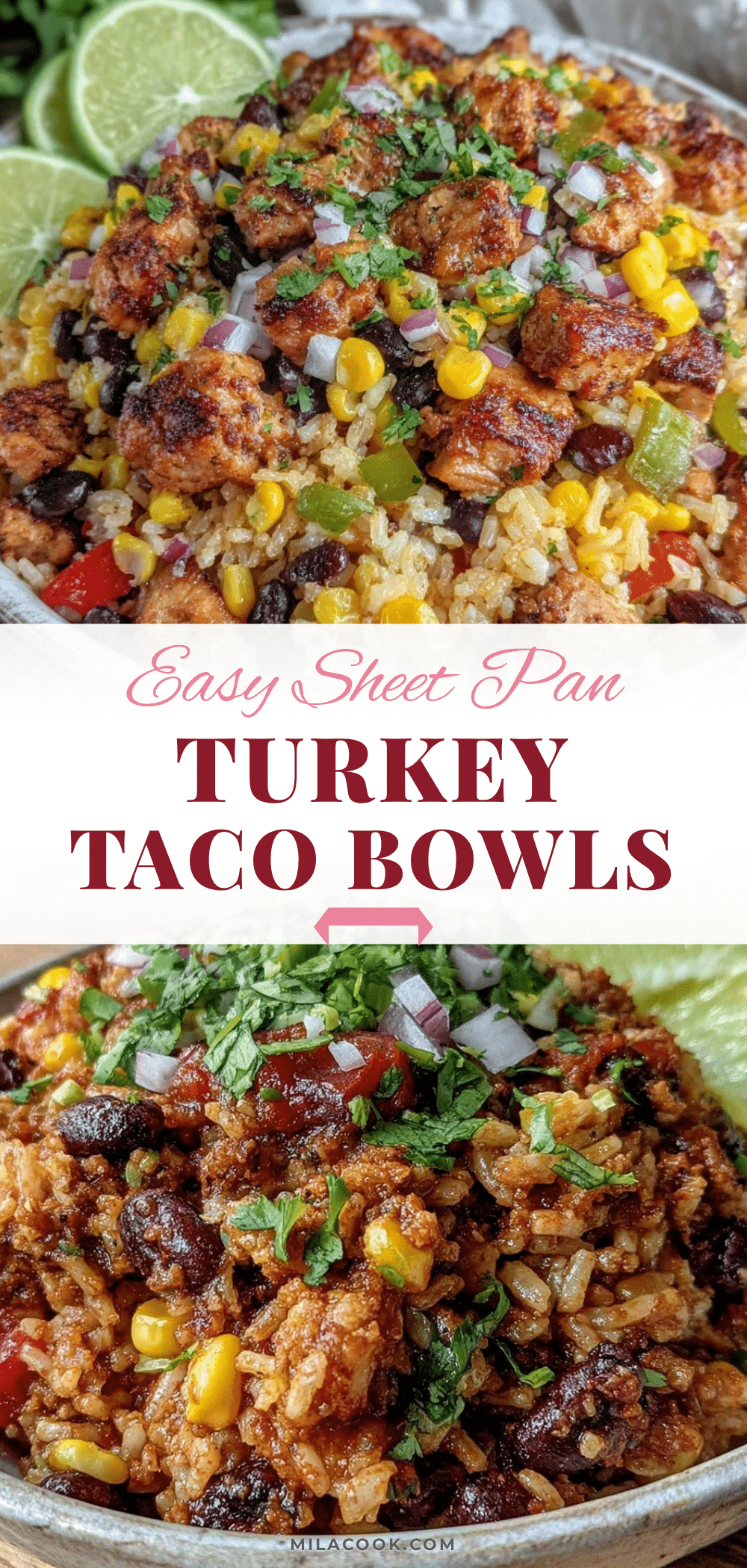 easy sheet pan ground turkey taco bowls recipe