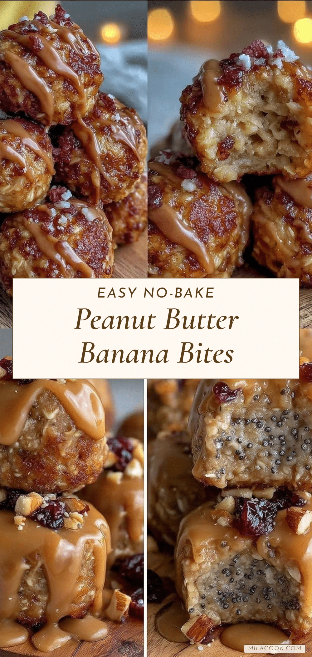 no bake peanut butter banana oat energy bites recipe
