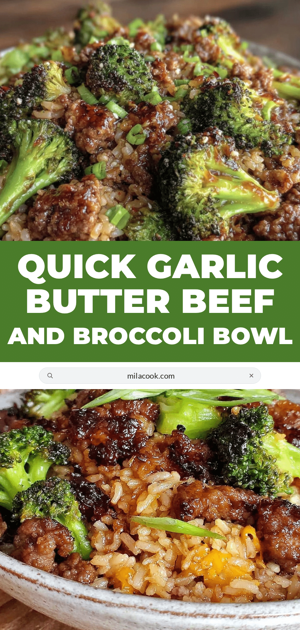 one-pan garlic butter ground beef and broccoli bowl recipe