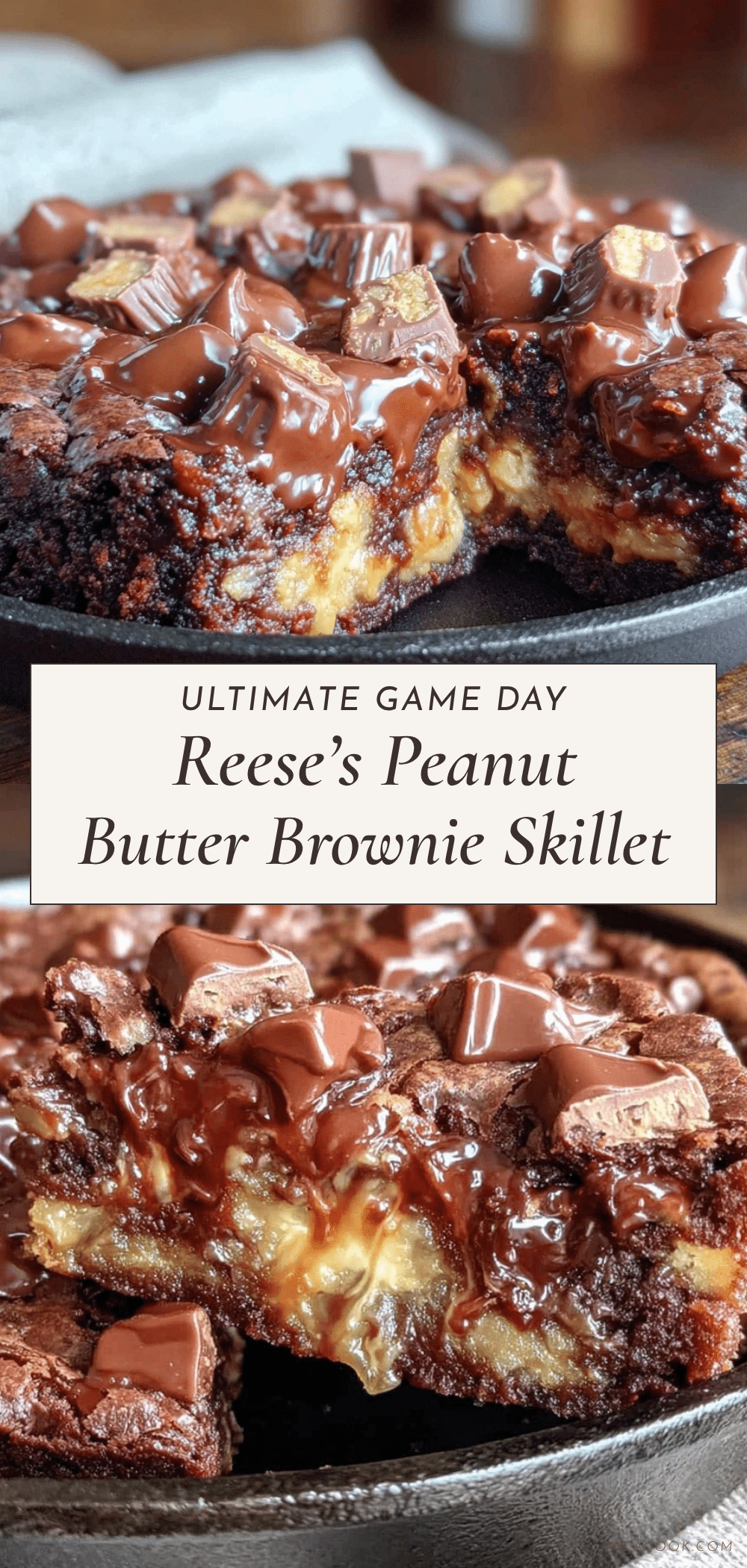 Reeses Peanut Butter Cup Brownie Skillet recipe