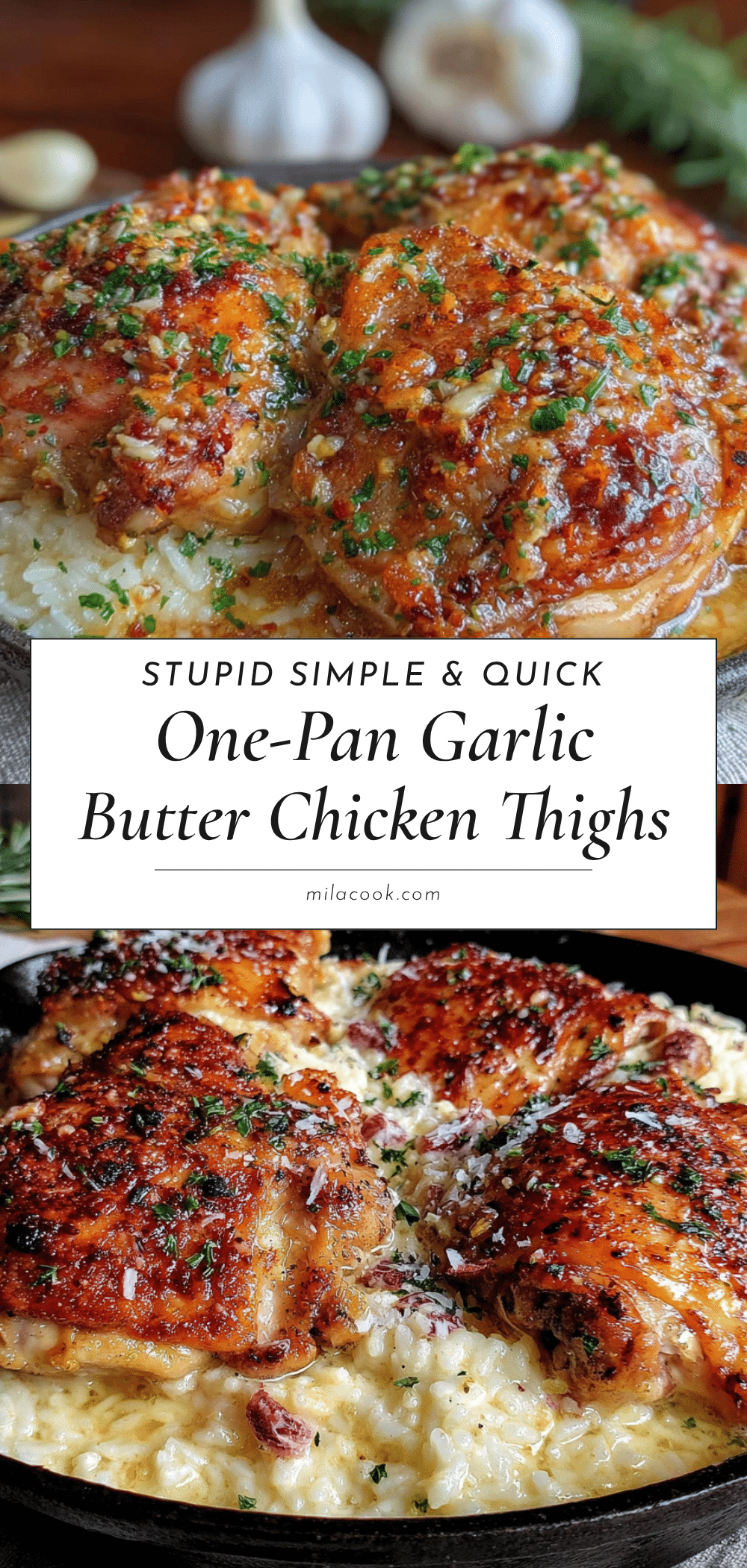 one-pan garlic butter chicken thighs with rice recipe