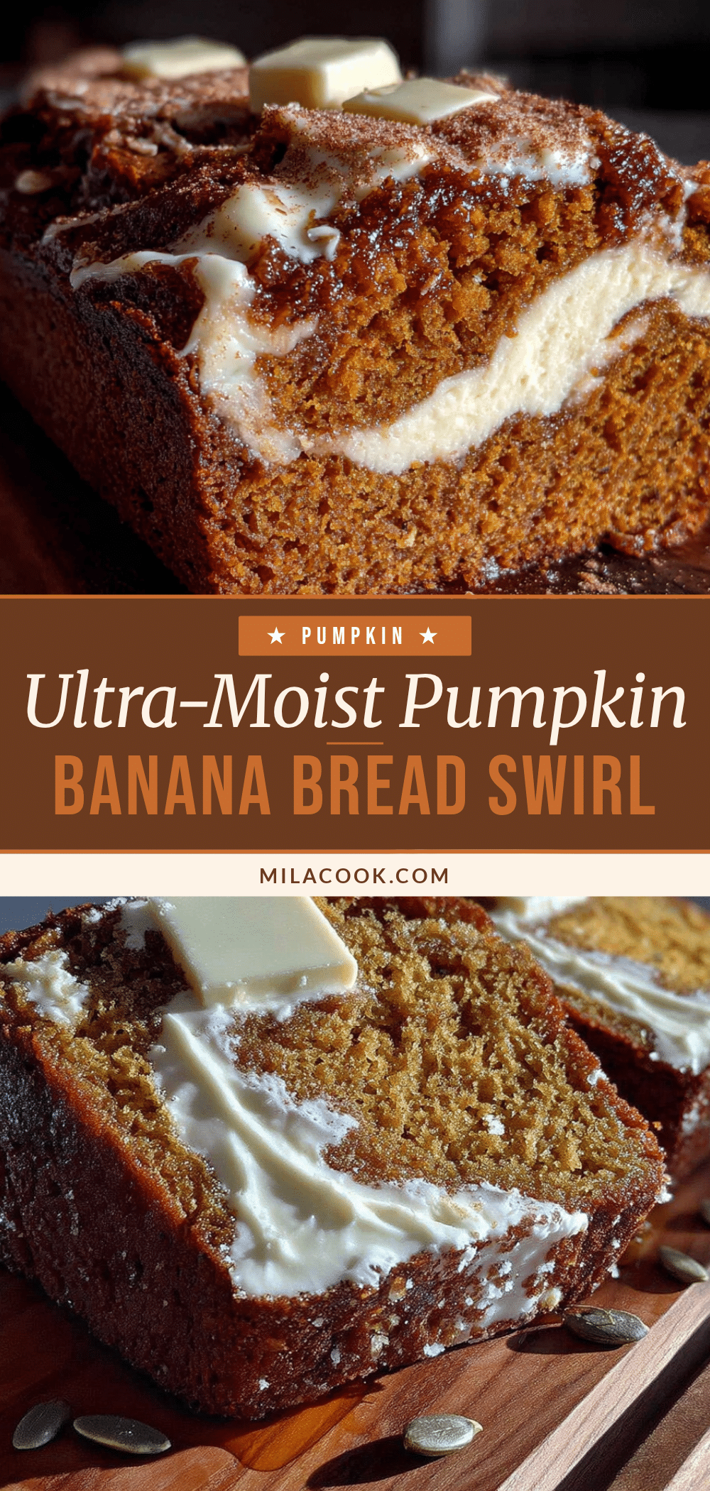 pumpkin banana bread with cream cheese swirl recipe
