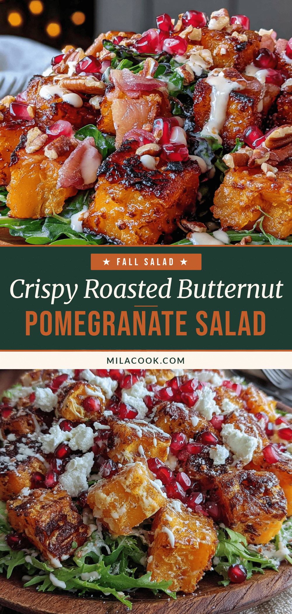 roasted butternut squash & pomegranate fall salad recipe