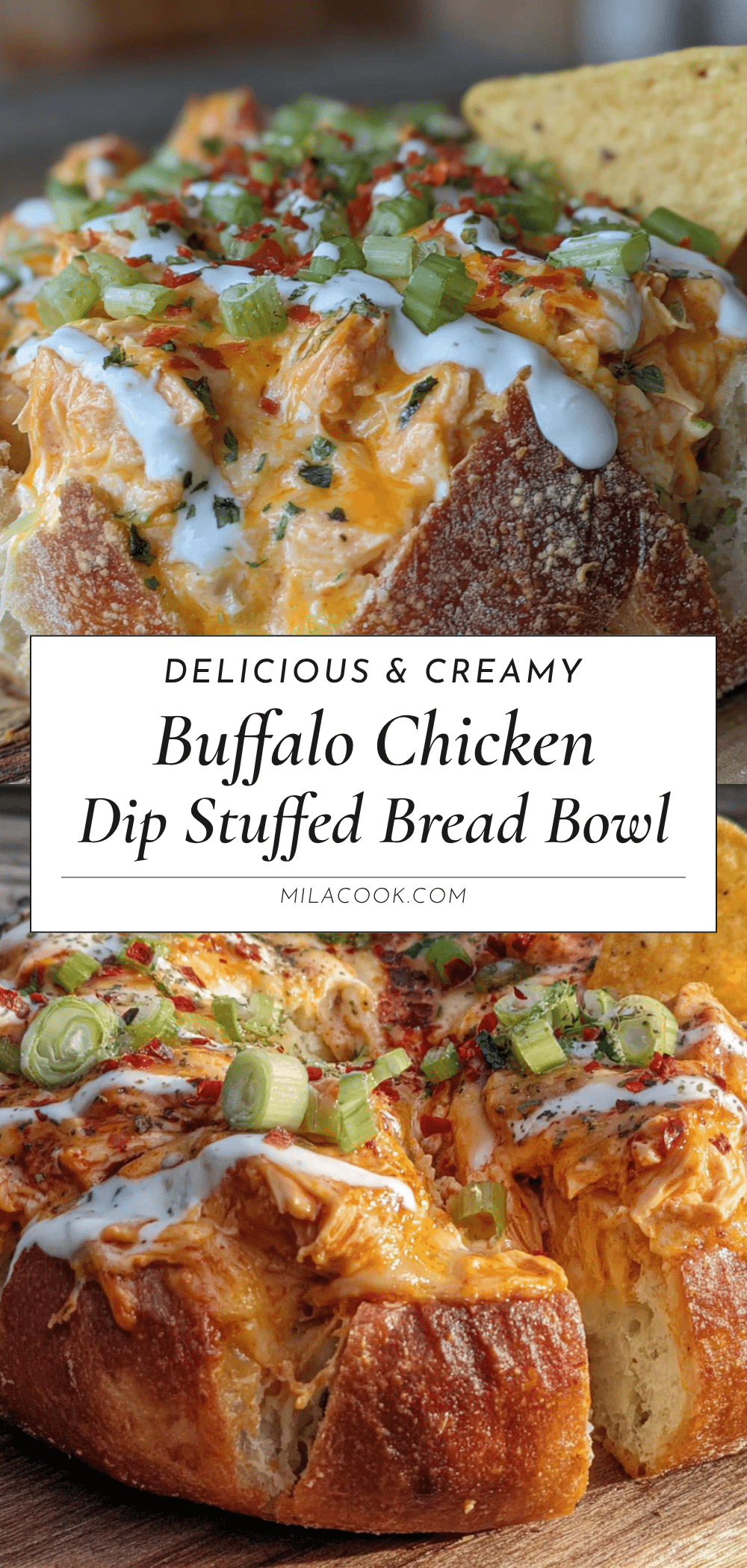 buffalo chicken dip stuffed bread bowl recipe