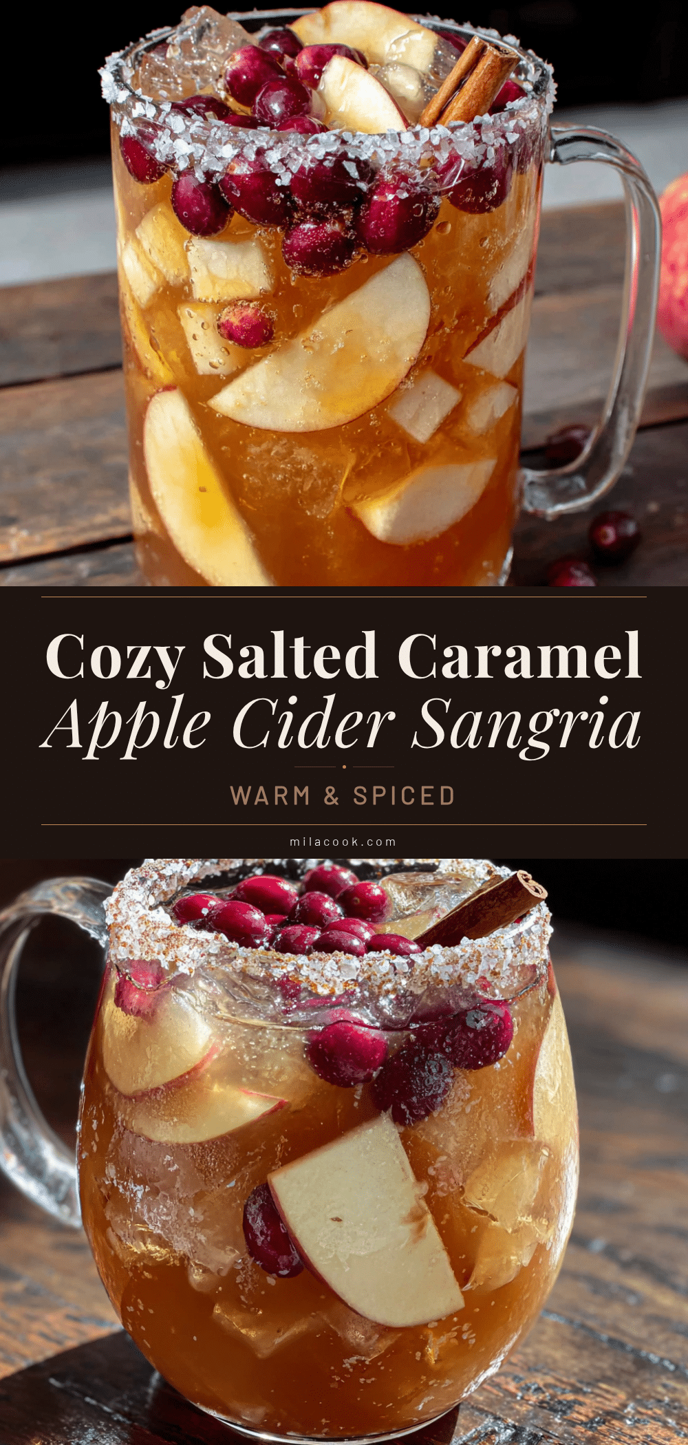 cozy salted caramel apple cider sangria recipe