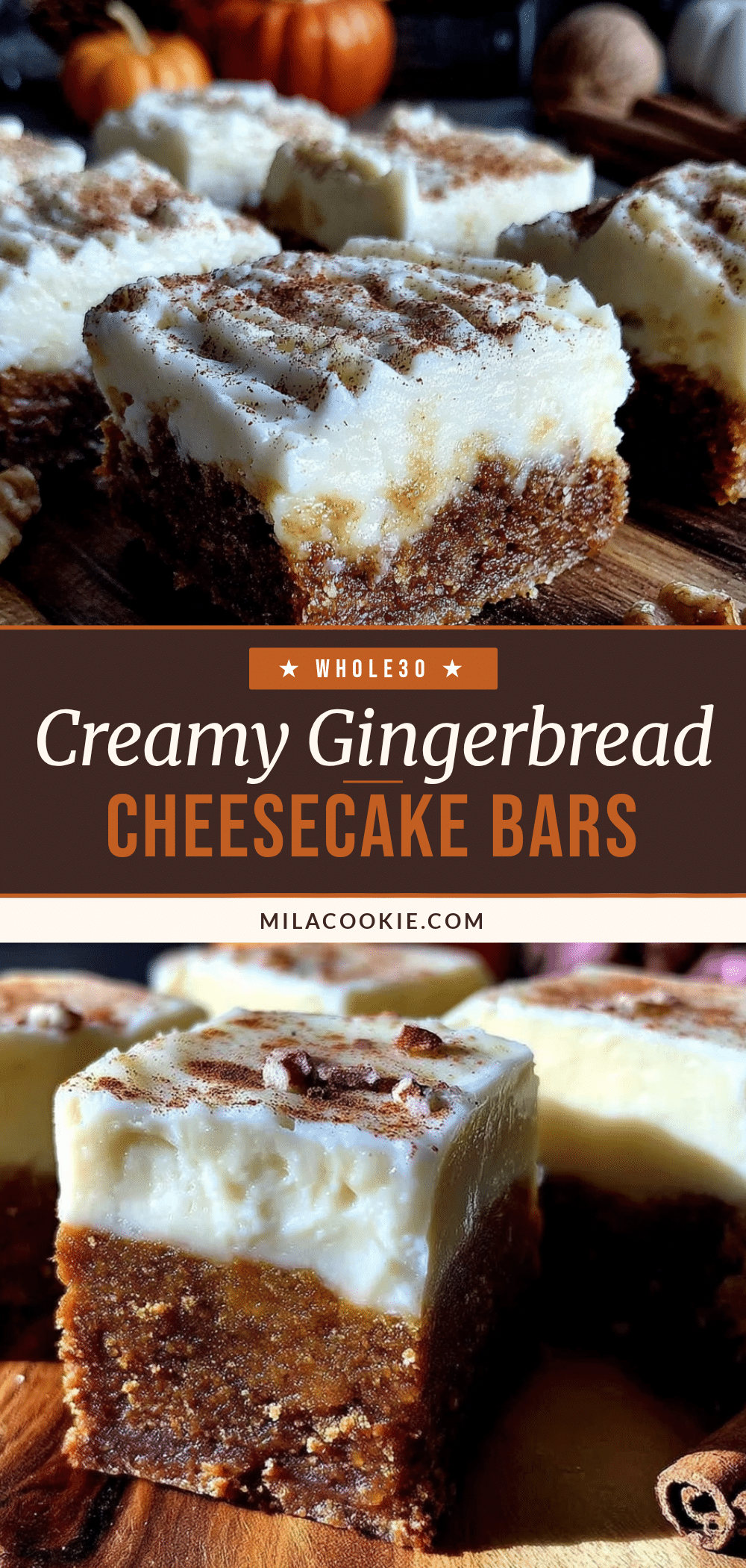 creamy gingerbread cheesecake bars recipe