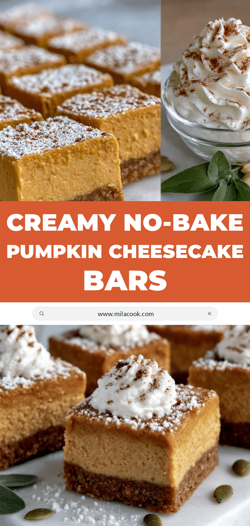 creamy no-bake pumpkin cheesecake bars recipe