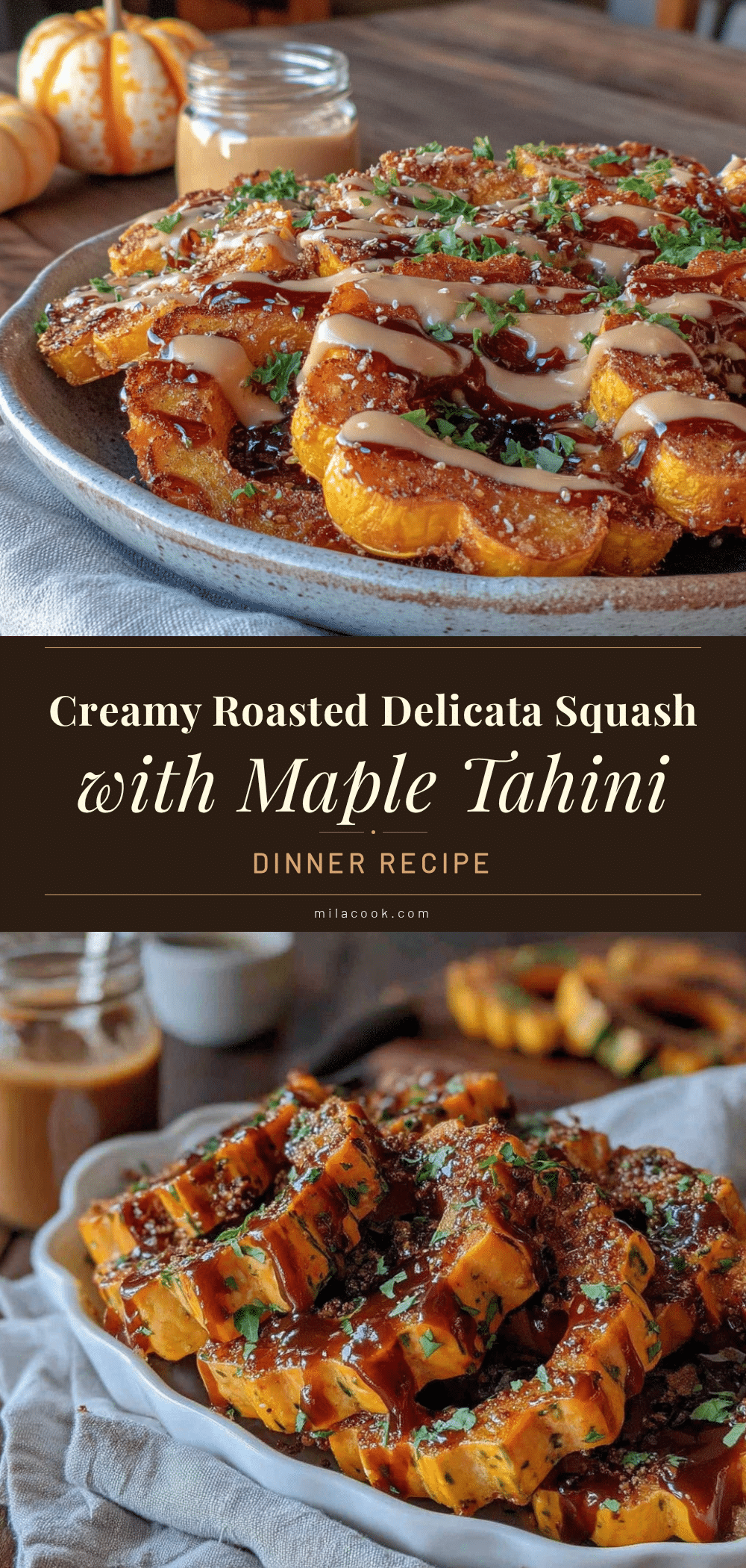 creamy roasted delicata squash with maple tahini recipe