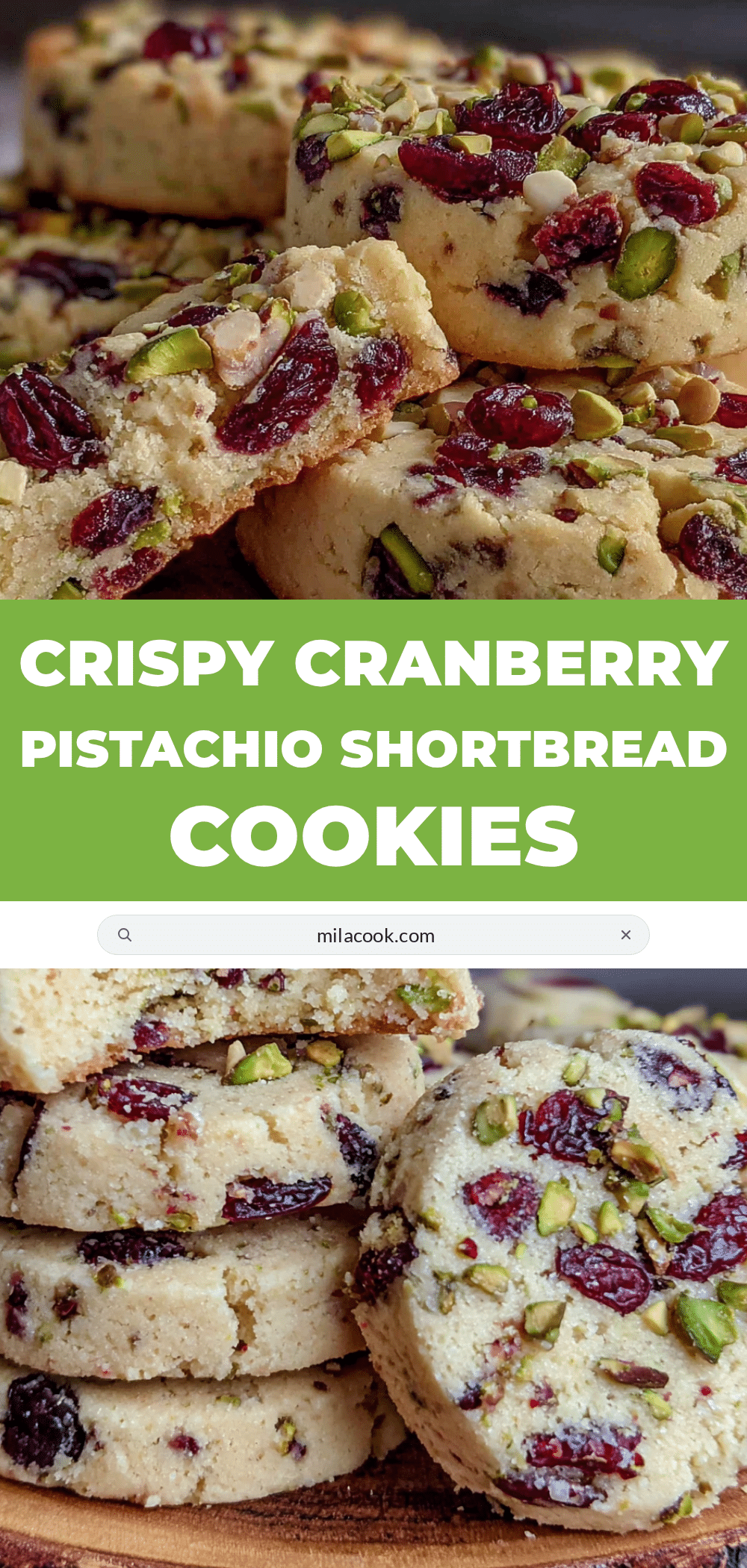 Crispy Cranberry Pistachio Shortbread Cookies recipe