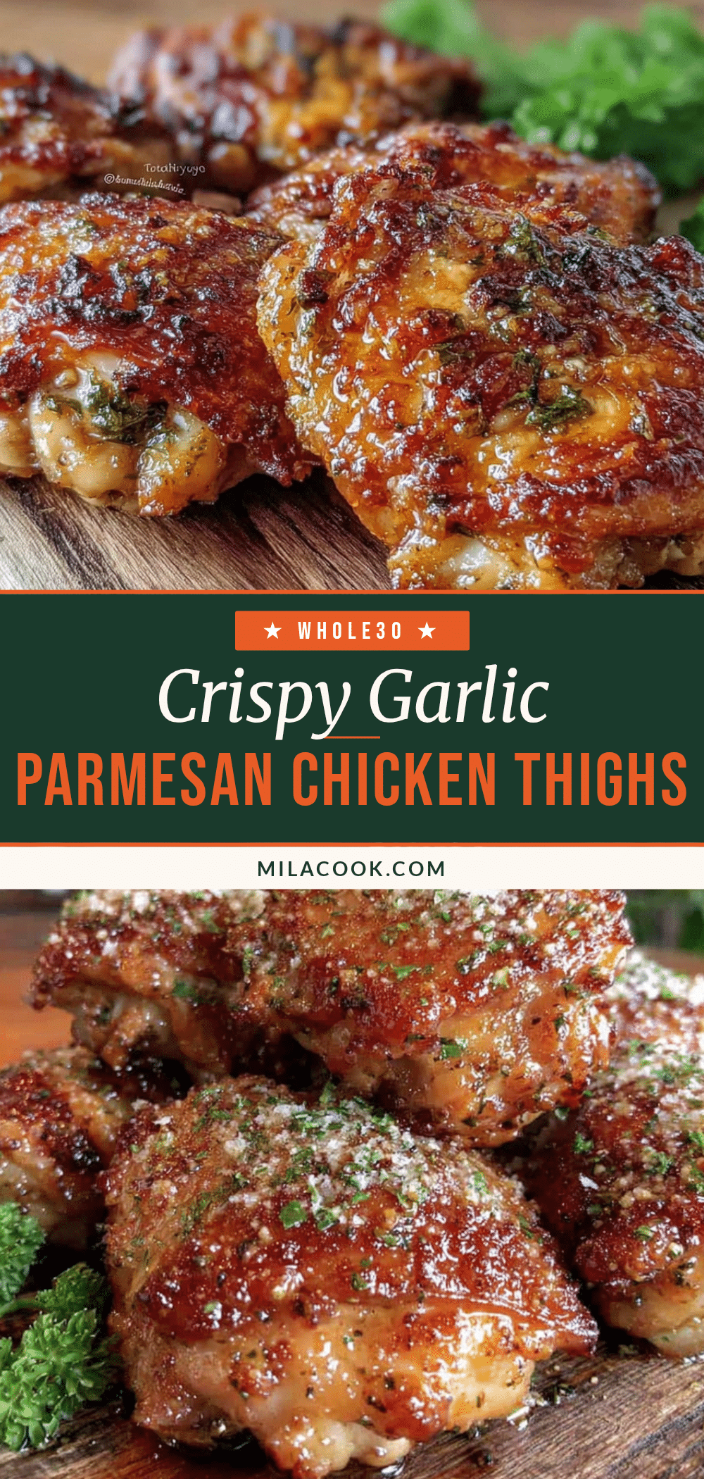 Crispy Garlic Parmesan Chicken Thighs recipe