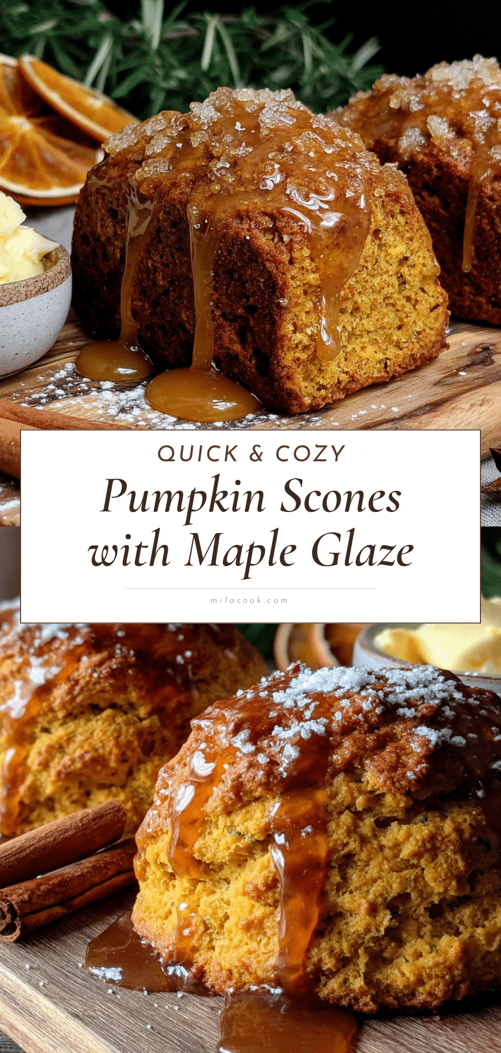 quick pumpkin scones with maple glaze recipe